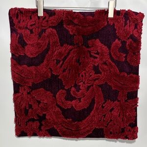 Pottery Barn 2 Natalia Jacquard Pillow Cushion Covers (2) Burgundy & Red Colors